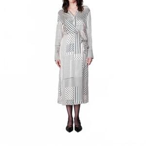 NEW GRACE & MILA nice wrap shirt dress in ecru stripe